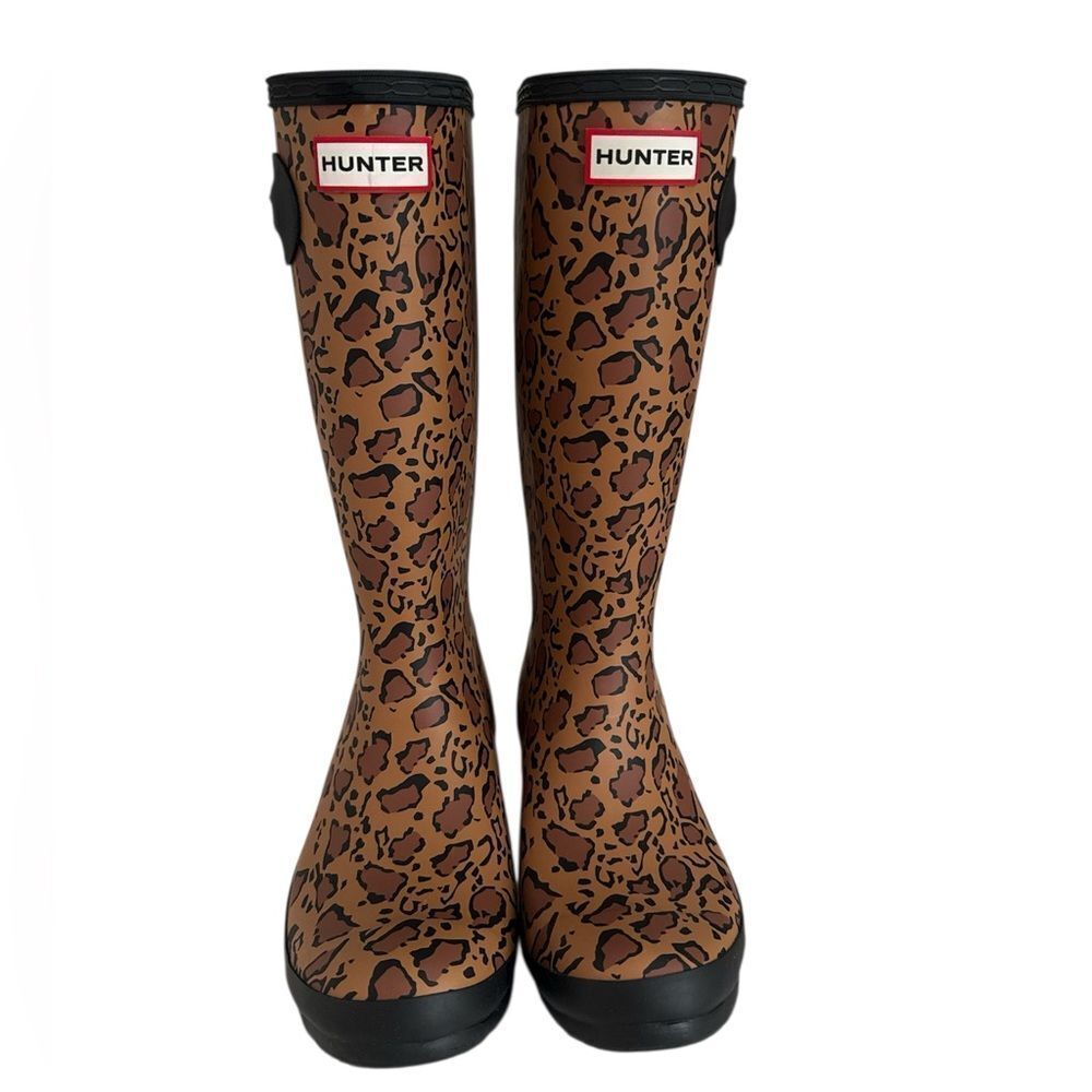 Hunter Brown Leopard Pattern Boots NWOT